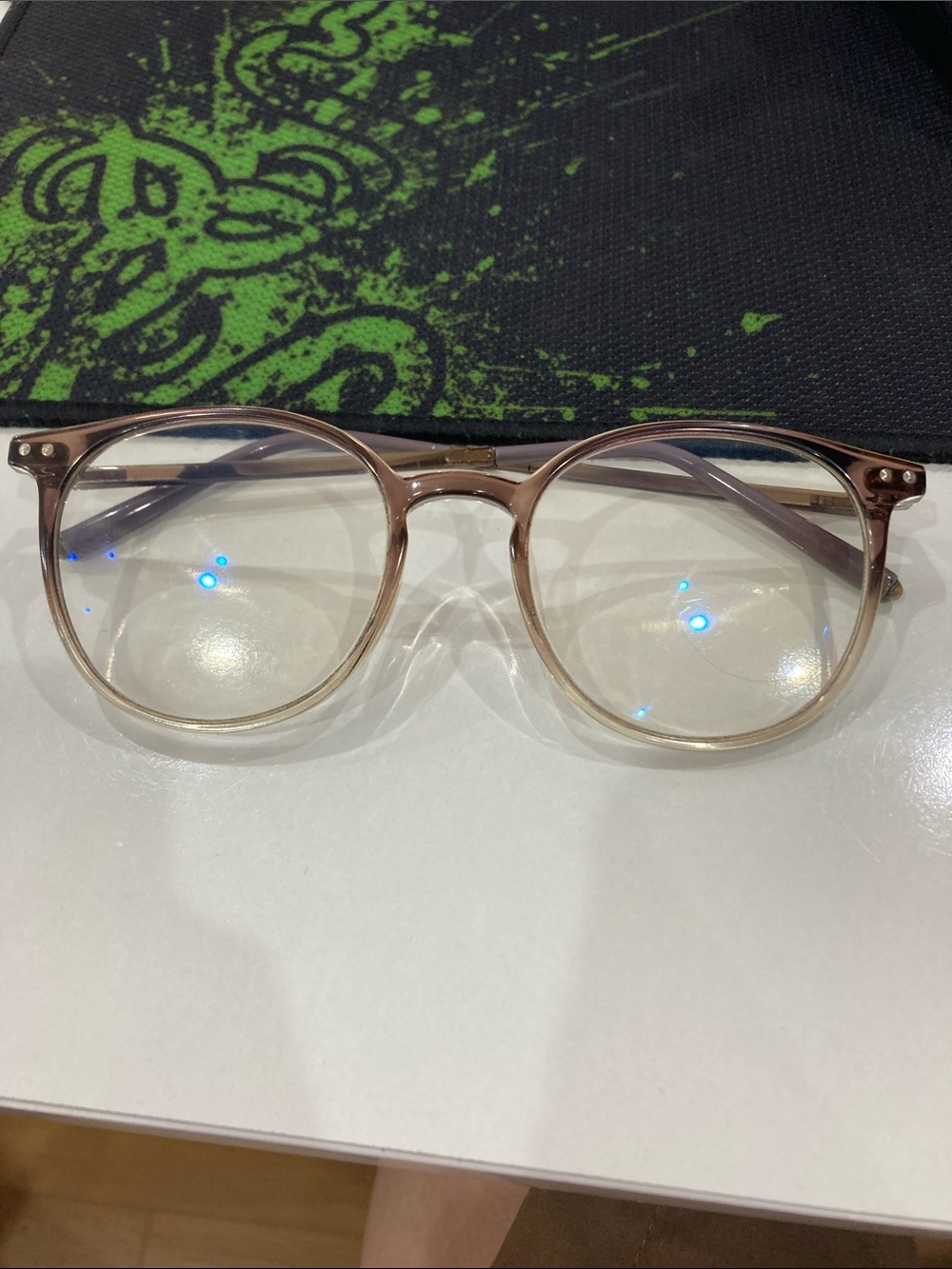 Clear Brown Round Men's Eyeglasses Frames
